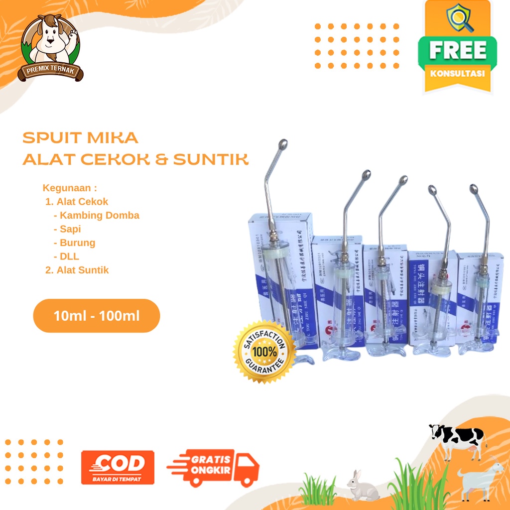 ALAT CEKOK Domba Sapi Ayam Kambing Kuda Jarum Suntik Besar Syringe Spuit TPX Mika 10 20 30 50 100 ml