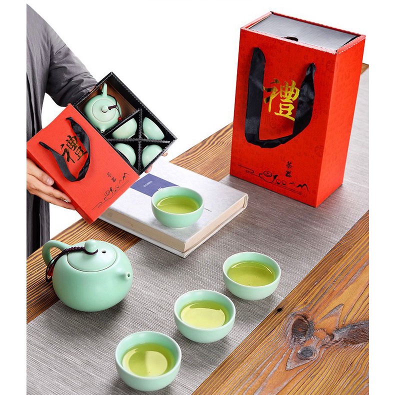 Hampers Imlek Tea Pot Cangkir Mini + Teko Chinese Teapot Ceramic Set Alat Minum teh / Teko keramik d