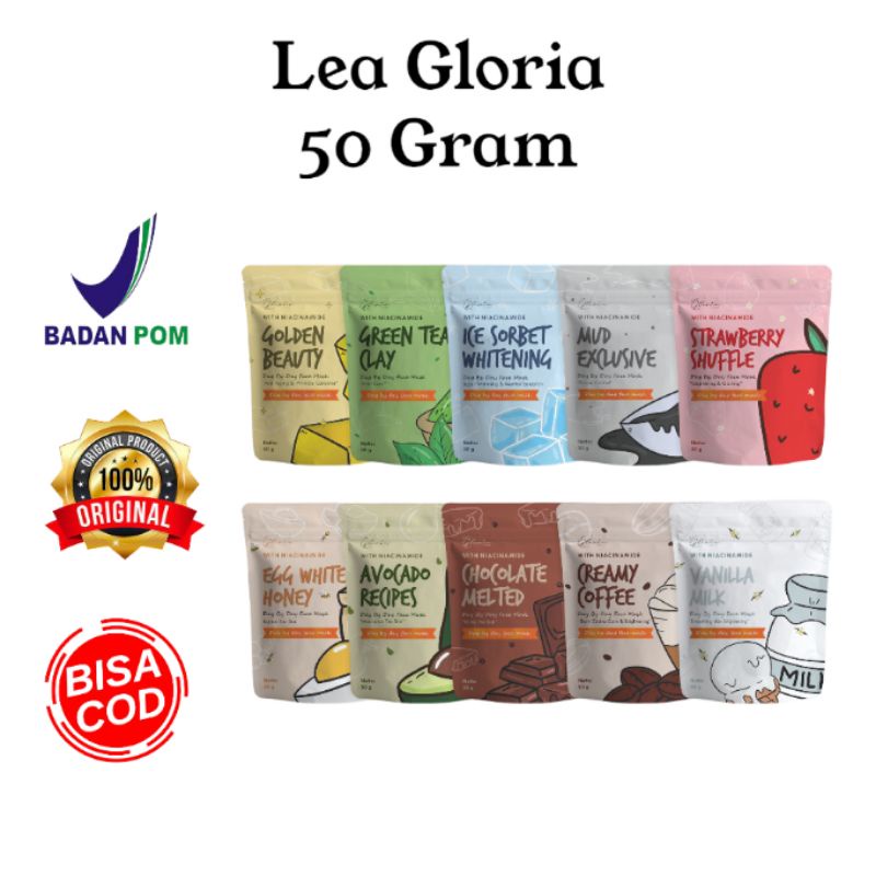 MASKER LEA GLORIA 50 GRAM/MASKER ORGANIK BPOM/DAY BY DAY FACE MASK LEA GLORIA