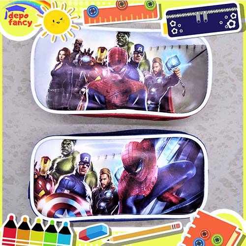 

Kotak Pensil Kain 1 Resleting Balok Print Heroes / Pencil Case / Tempat Pensil / Tepak Pensil / Boks Pensil / Box Pen