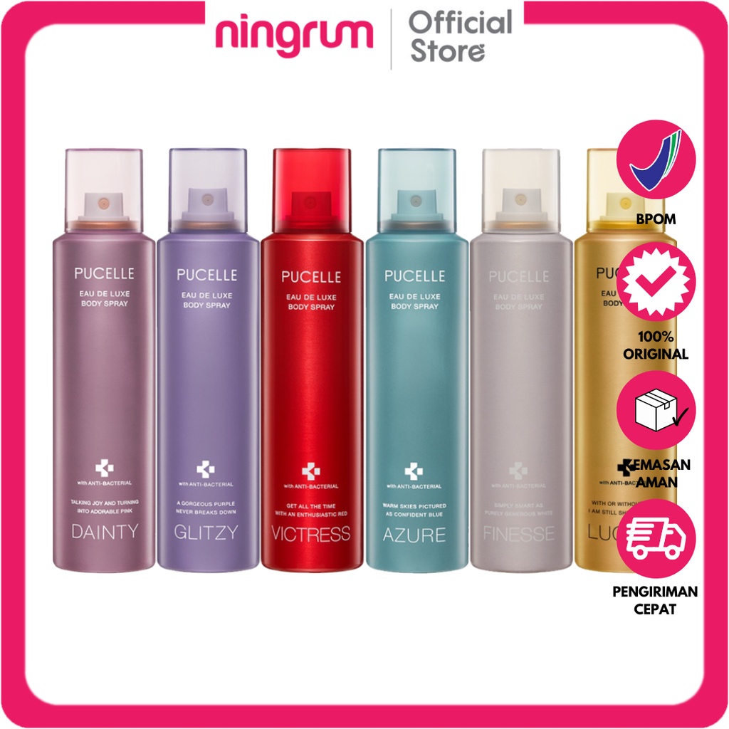 Ningrum - Pucelle Eau De Luxe Body Spray Lucent 150ml | Parfume Spray Tahan Lama 100% Original - 9504