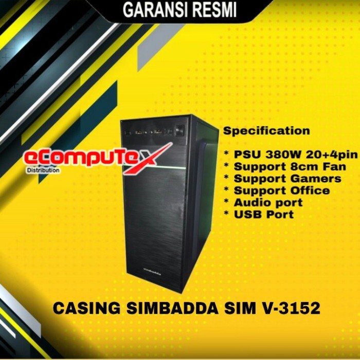CASING PC KOMPUTER SIMBADDA SIM V3152 / CASE V 3152 PSU 380W - RESMI
