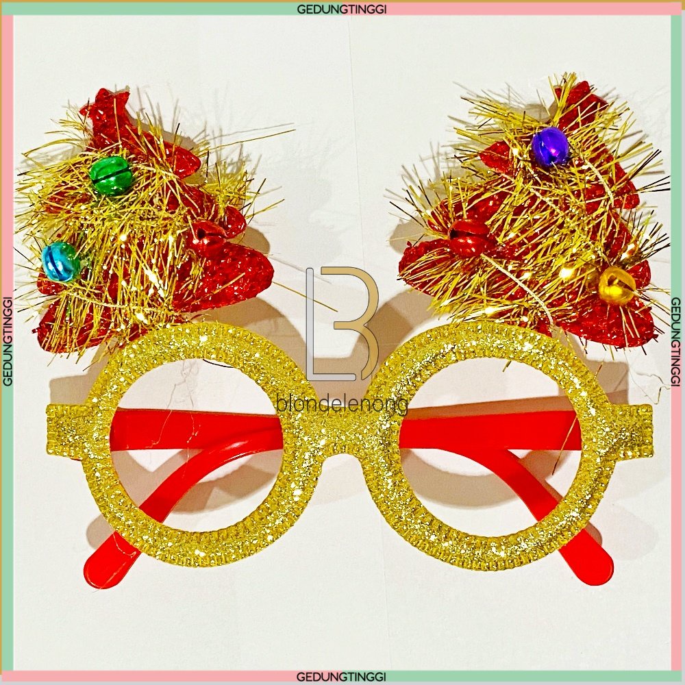 Bingkai Frame Gagang Tangkai Sunglases Kacamata Tanpa Kaca Transparan Fashion Fasion Photocromic Fhotocromic Fotocromic Potokromic Frameless Gaya Tren Anak Pria Cowok Cowo Cewek Wanita Perempuan Motif Pohon Santa Claus Natal Merry Christmas Terbaru Murah