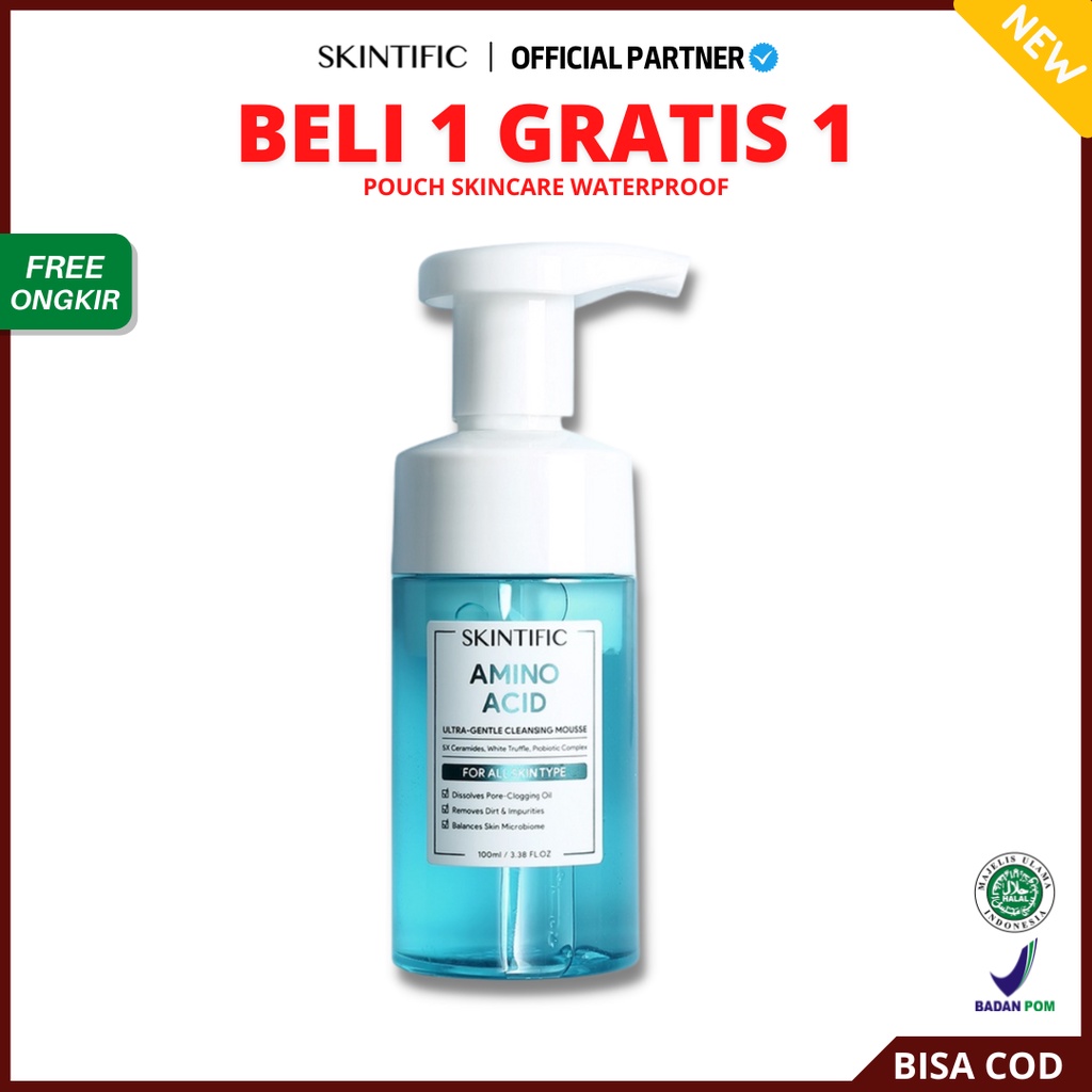 [ Agen Resmi ] SKINTIFIC Amino Acid Ultra Gentle Cleansing Mousse 100ml | Pembersih Wajah Facial Cleanser Sabun Muka Face Wash Foam Cleanser Original BPOM