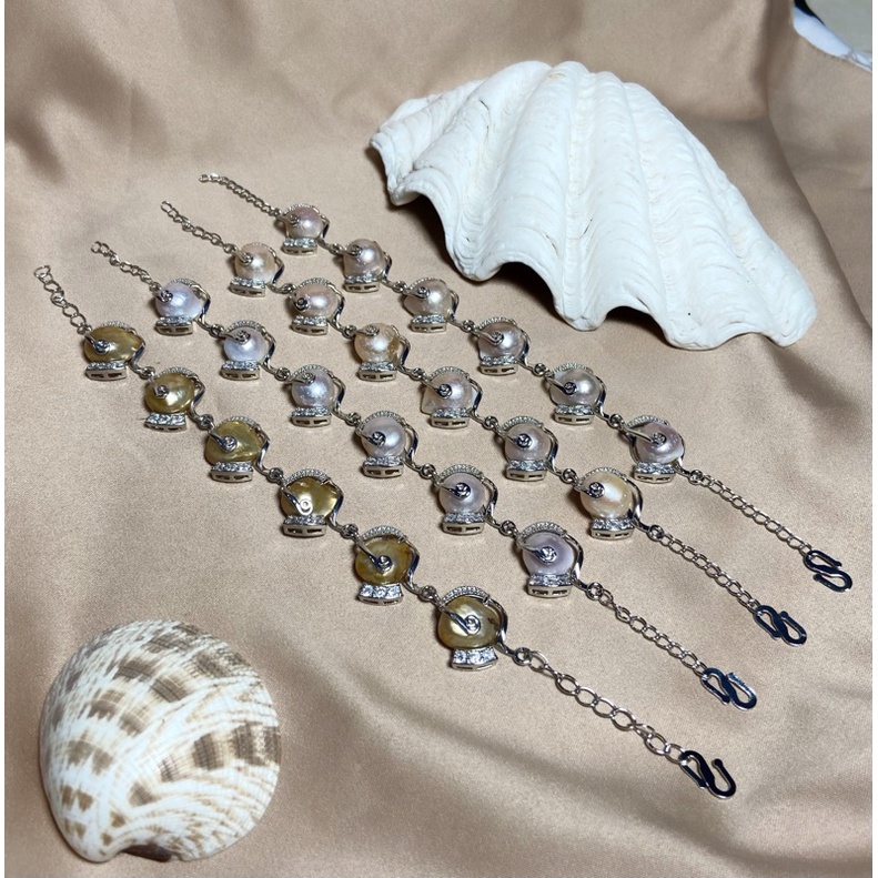 Gelang stainless Mutiara Barok air tawar asli lombok Gelang Baroque asli Gelang stainless Aksesoris 