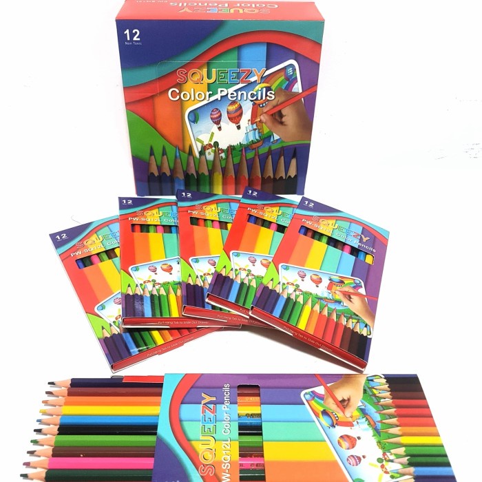 

[COD] Harga Grosir (1Box/12packs) Pensil 12Warna Panjang SQUEEZY PW-SQ12L - PW-SQ12L