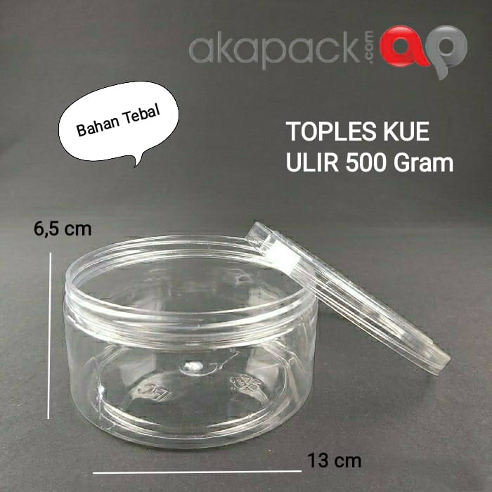 Jual Toples Plastik 500 gram Bahan Tebal / Toples Kue tutup Ulir / Toples IPC Anti Pecah