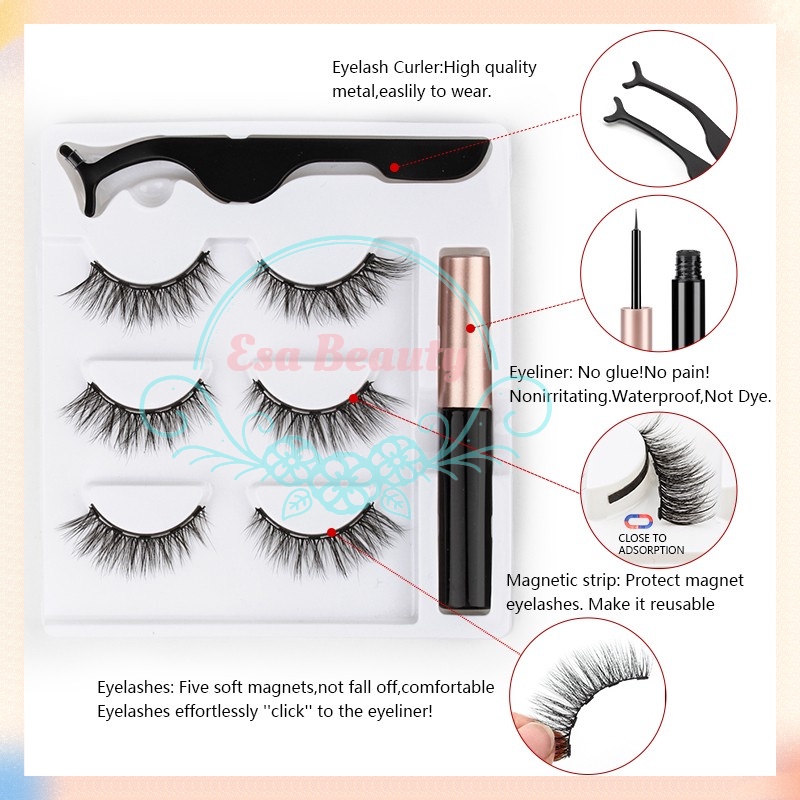 COCO Bulu Mata Magnetik Natural False Eyelashes Bulu Mata Eyelash Magnet Tanpa Lem Eyelash Extension Bulu Mata Palsu Natural Penjepit Bulu Mata Magnetic