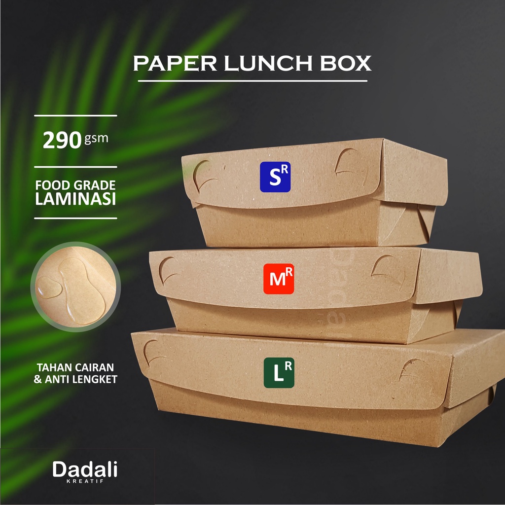 Kotak Makan Paper Lunch Box Kraft Coklat Laminasi Ukuran L/M/S/XS Tebal 290 gsm