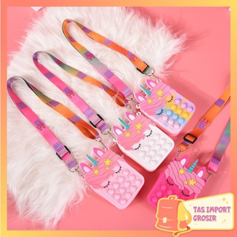 [rumahbayipdg] Tas pop it anak unicorn tas selempang anak lucu