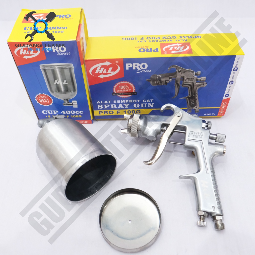 Spray Gun Tabung Atas 400cc F100G HNL H&amp;L / Spraygun Cat Alat Semprot Cat Kompresor Tabung Atas F 100G HL H&amp;L