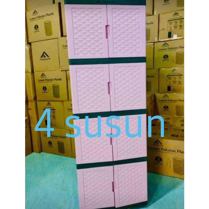 

Lemari Plastik Baju Pakaian 4 susun Fawsline / Rak serbaguna Tabita stock ready