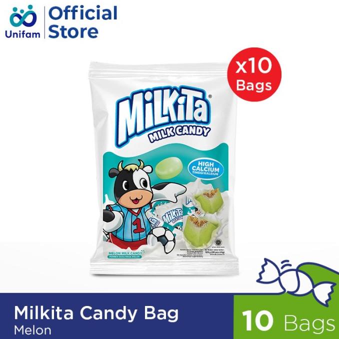 

TERLARIS MILKITA CANDY MELON BAG PREMIUM PAKET 10 BAG /PERMEN LUNAK/PERMEN VIRAL/PERMEN MILO/PERMEN YUPI/PERMEN JADUL/PERMEN KARET