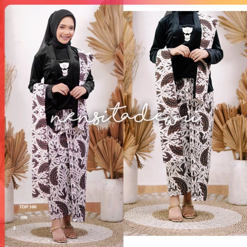 Kebaya Bludru, Jarik Wiru Instan + Selendang / Motif Sidoasih Kecil Kebaya Bludru