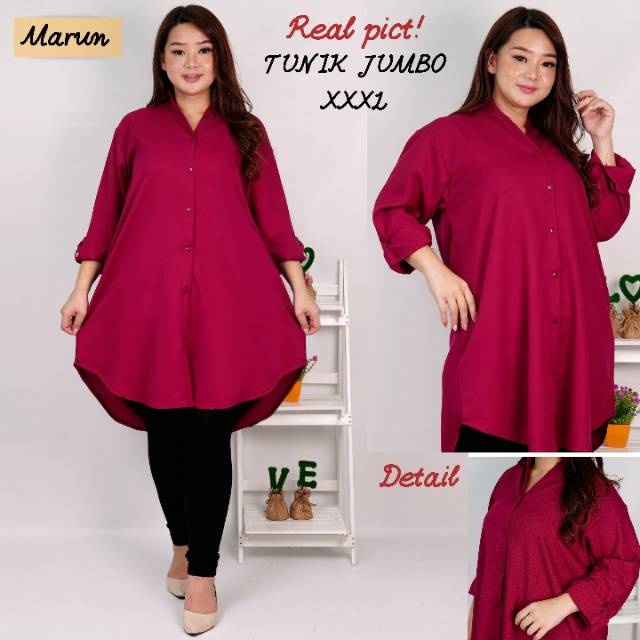 TUNIK KEMEJA POLOS JUMBO MURAH / TUNIK WANITA JUMBO / TUNIK JUMBO WANITA / TUNIK JUMBO TERBARU / BIS
