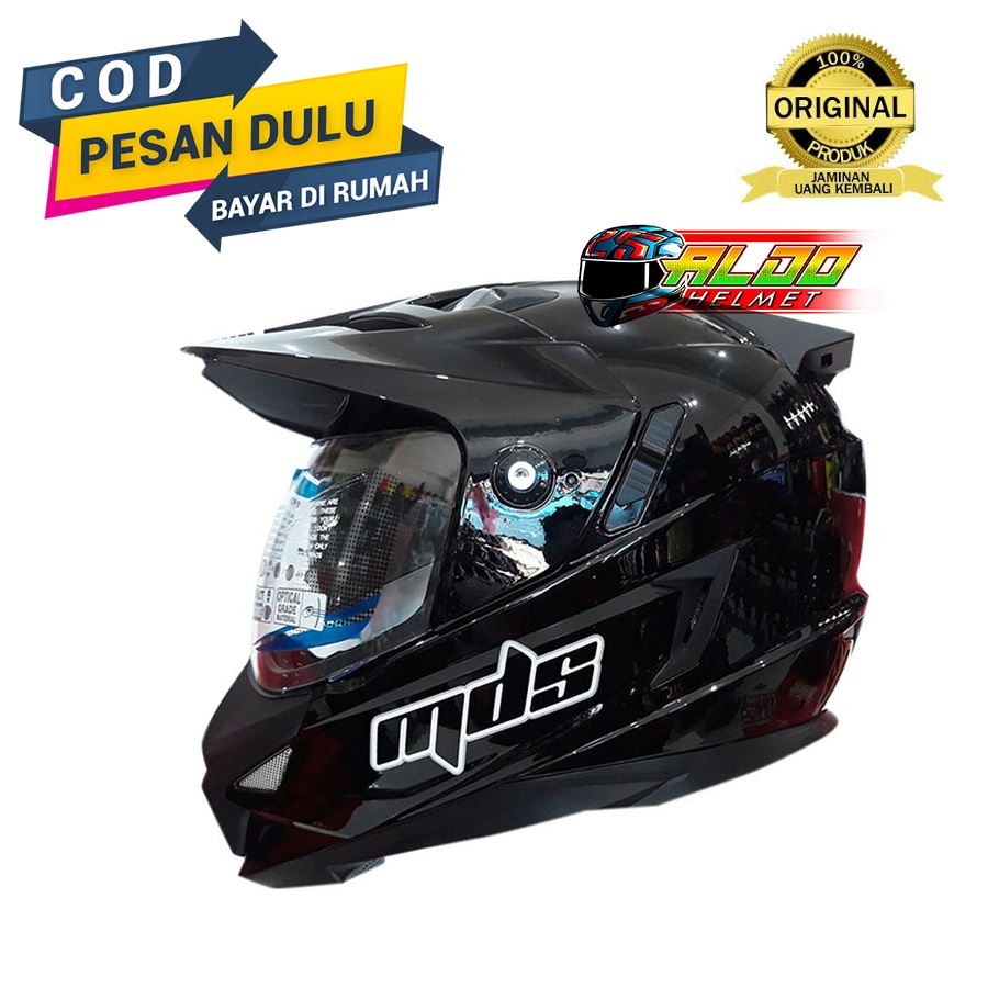 HELM MDS | MDS SUPER PRO | Helm mds super pro BLACK METALIC Original | helm motor cross murah