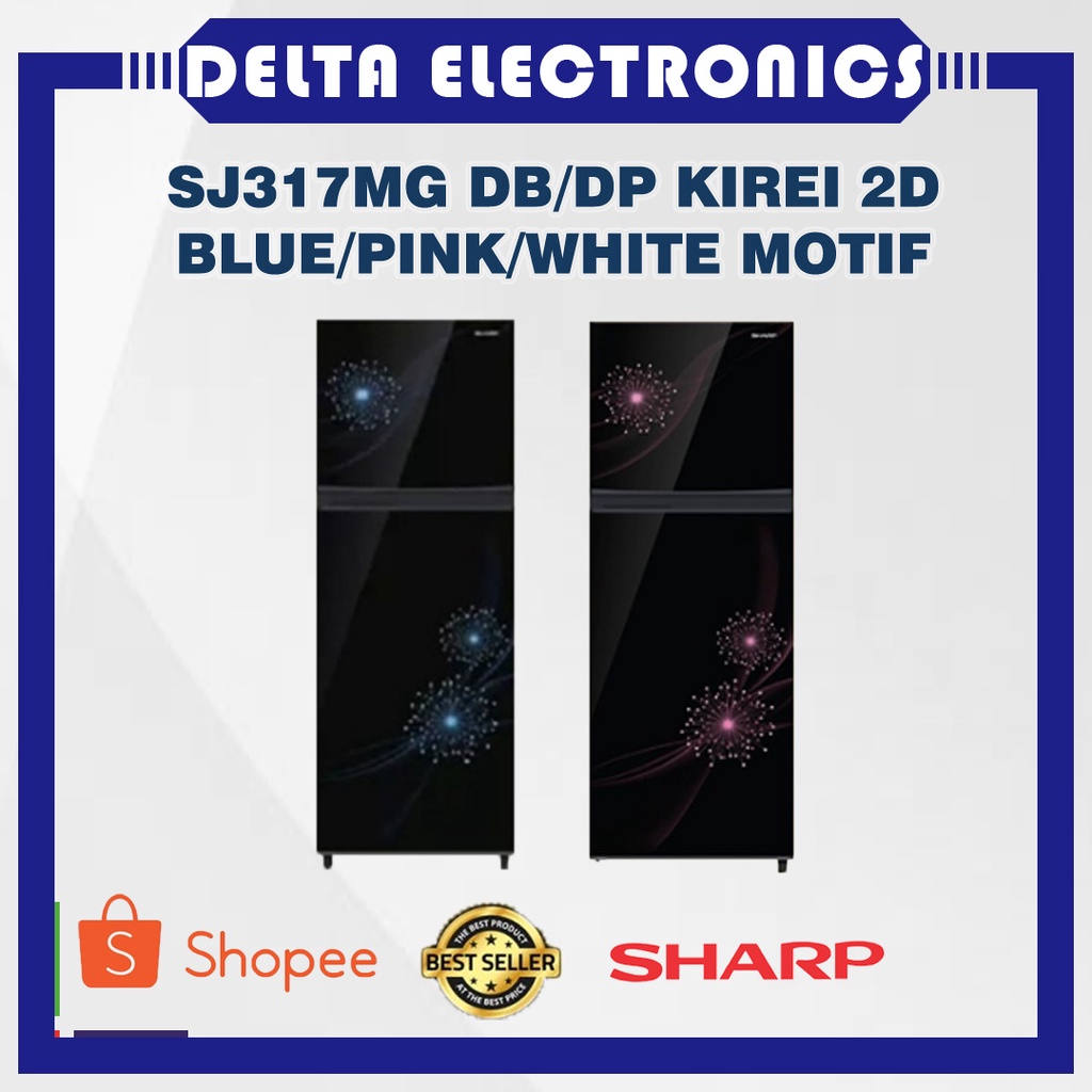 Sharp SJ317MG DB/DP Kulkas 2 Pintu Kirei 2D Blue/Pink/White Motif