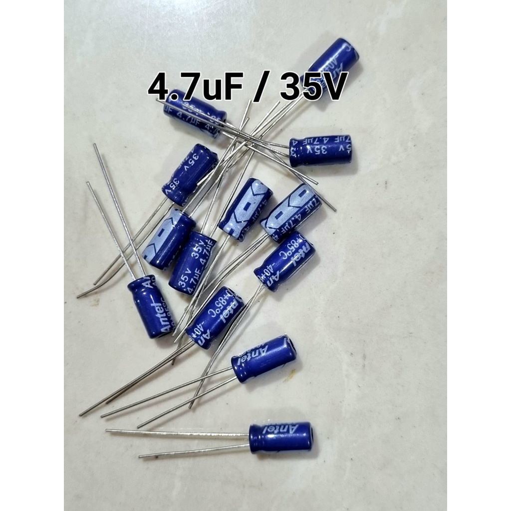 Kapasitor Capacitor ELCO 4.7uf 35v / 4.7 uf 35 v / 4.7uf/35v Elko 4.7uF 35V