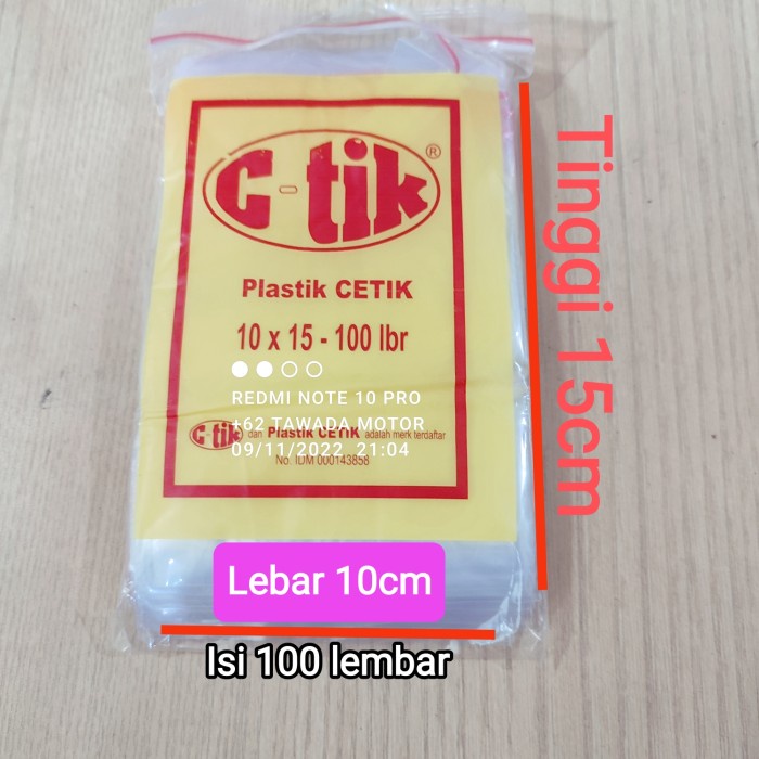 PLASTIK KLIP UKURAN 8.7 X 13 DAN 10 X 15 isi 100 LEMBAR MERK C-TIK