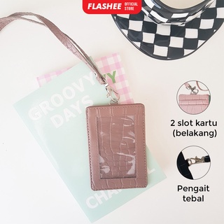 

Name Tag Croco ID Card Holder Crocodile Kulit Lanyard Kerja Termurah Berkualitas PU Leather Lanyard NameTag ID Card Holder mocca