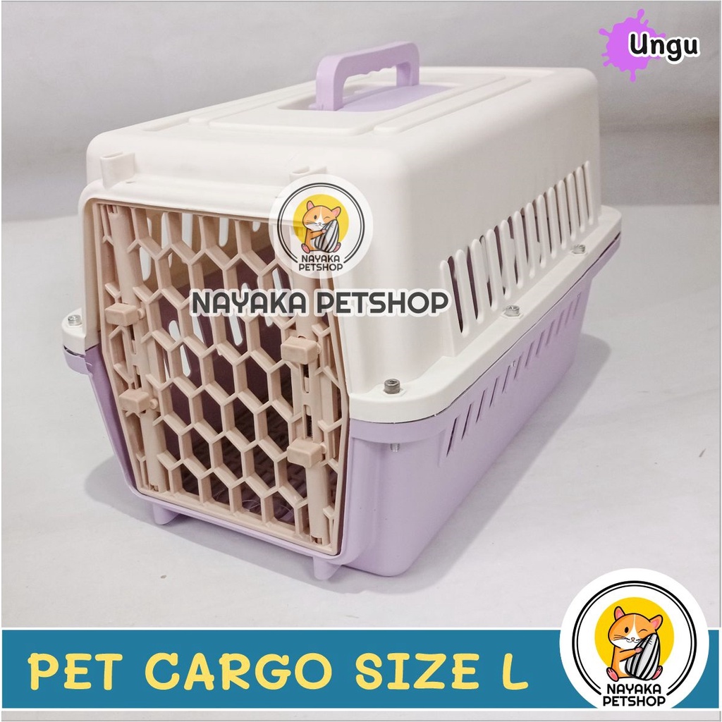 Ukuran L Pintu Plastik Pet Cargo Kucing Besar Pet Carrier Murah Jumbo Travel Kandila Musang