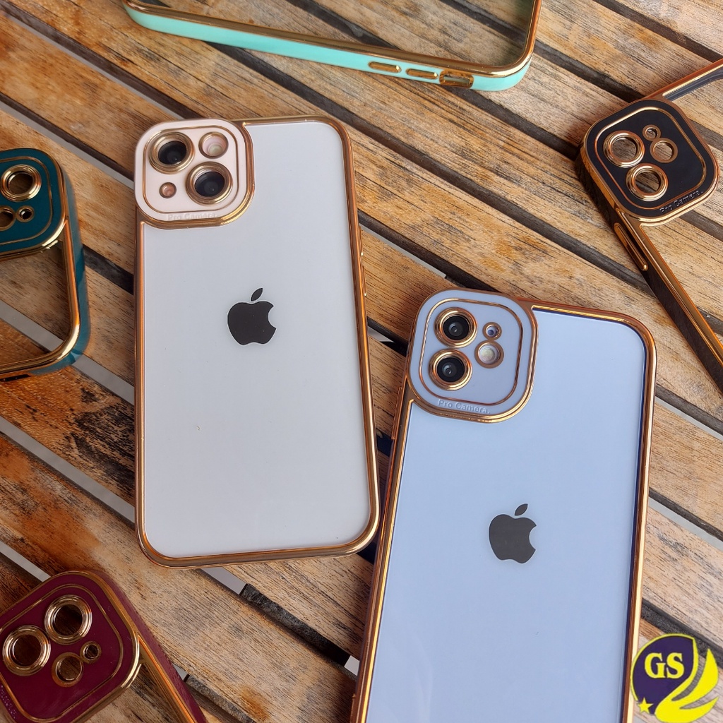 (2) Case IPHONE 12 12 PRO 12 Pro Max iPhone 13 PRO MAX PREMIUM BIG EYES MACARON CHROME TRANSPARANT PLATING PROTECTION CAMERA PELINDUNG CAMERA