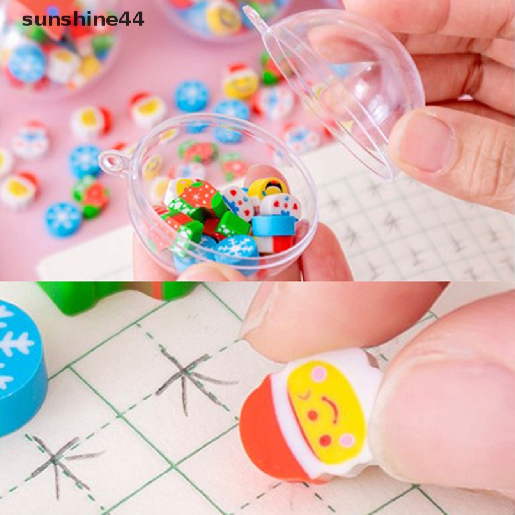 Sunshine Penghapus Mini Bentuk Bola Motif Snowman Natal Untuk Stationery Sekolah / Hadiah