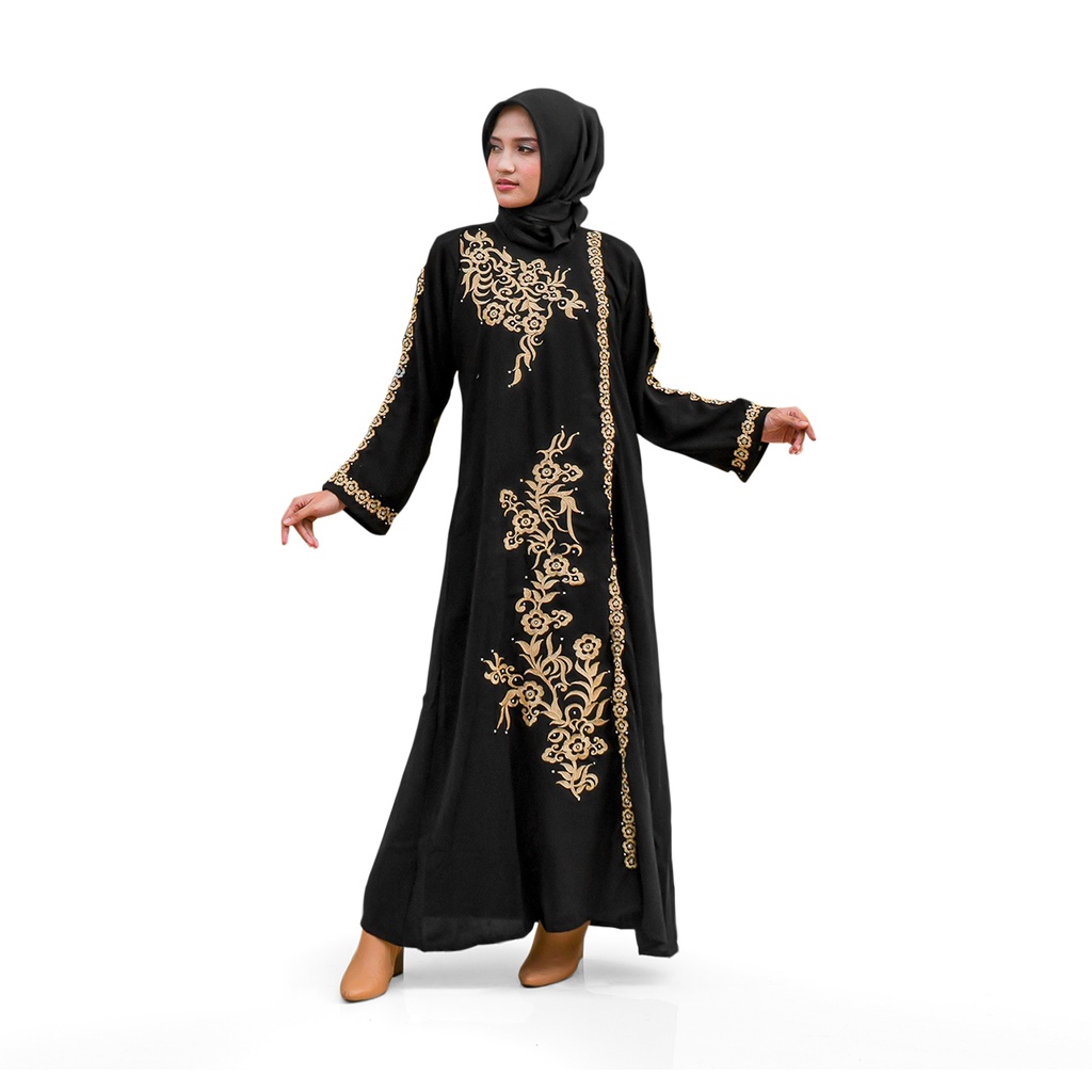 Salaf Boutique Of Abaya-Abaya Gamis Hitam Turkey Bahan Jetblack-dress hitam muslim-abaya dubai-gamis abaya turkey-gamis hitam arab 908