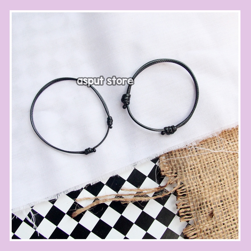 GELANG TALI KOREA POLOS WARNA HITAM / GELANG POLOS / GELANG HITAM / GELANG SIMPLE / GELANG TANGAN / 