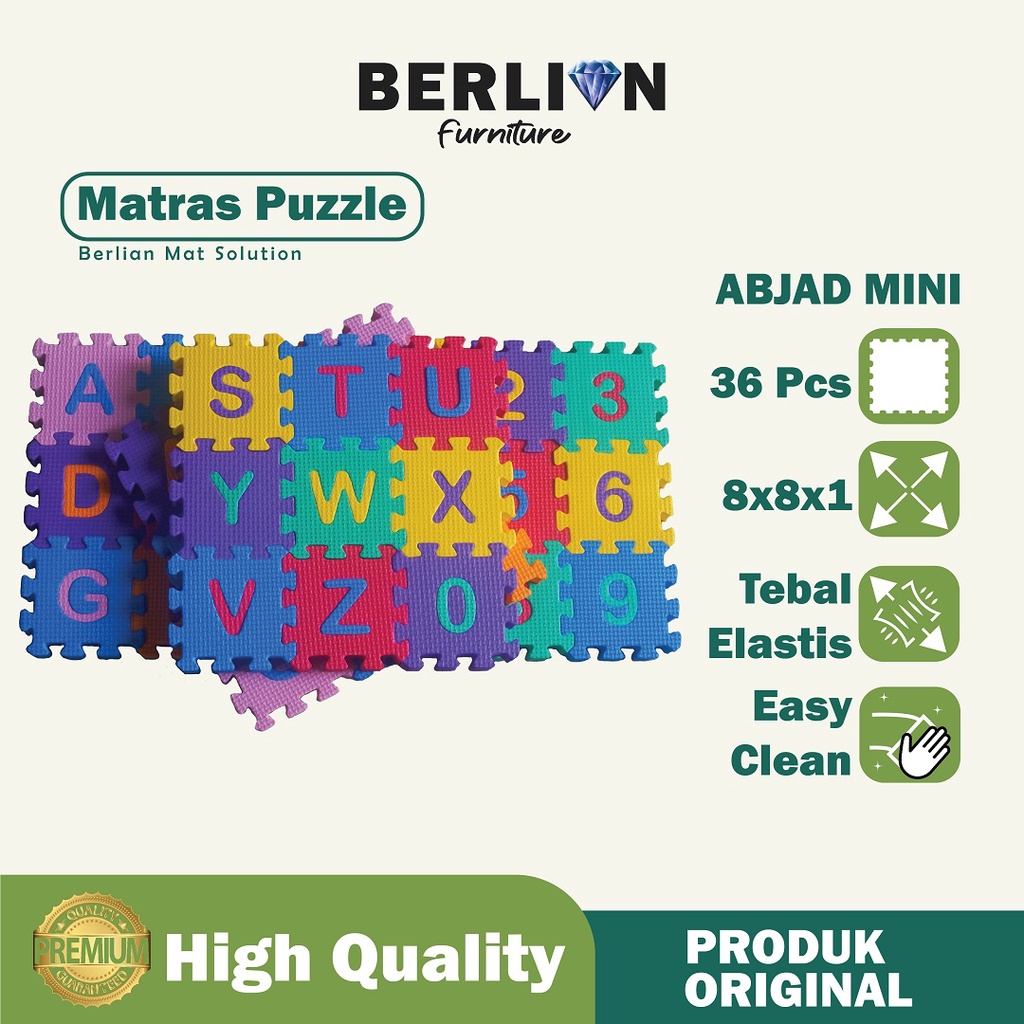 Matras Puzzle Abjad Mini  8 x 8 Tbl 1 Cm isi 36 Pcs / Alas Lantai / Playmat / Tikar / Karpet  / Alas Bermain anak