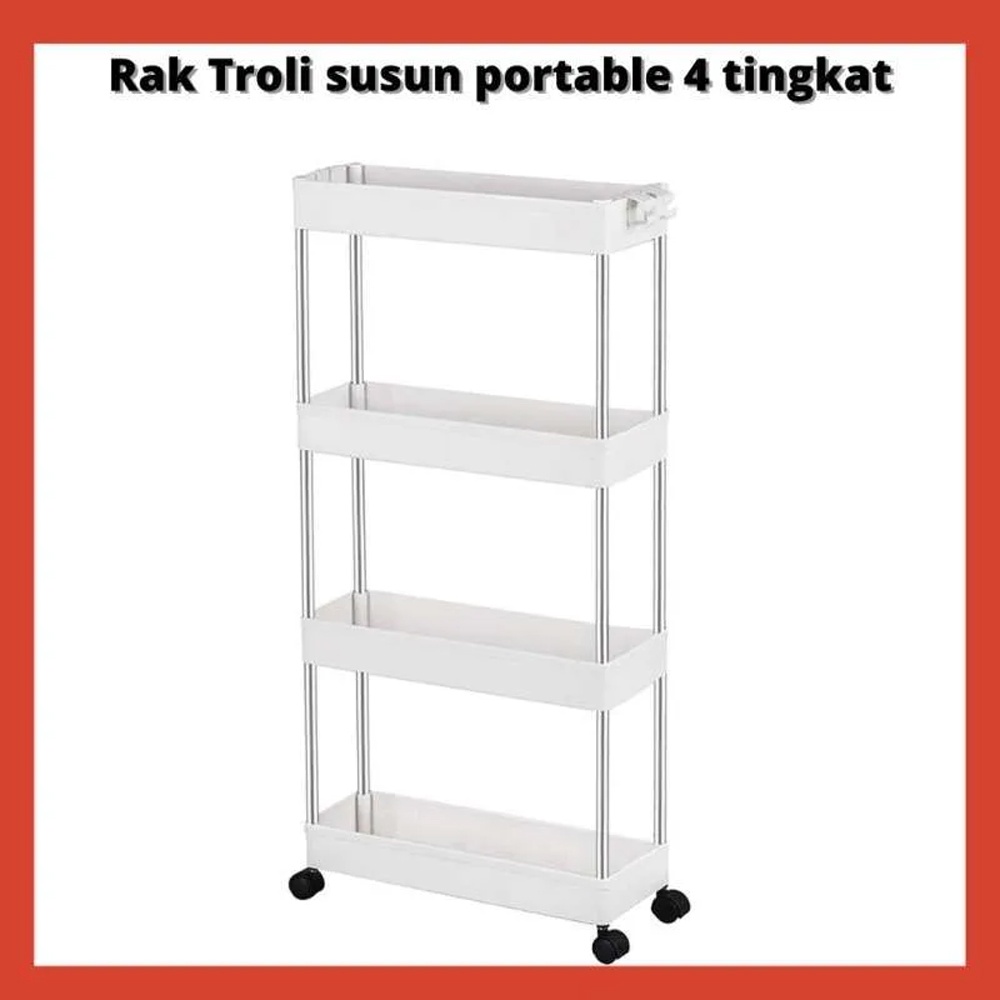 DM - Rak Dapur Troli 4 Susun + Roda / Rak Penyimpanan Serbaguna