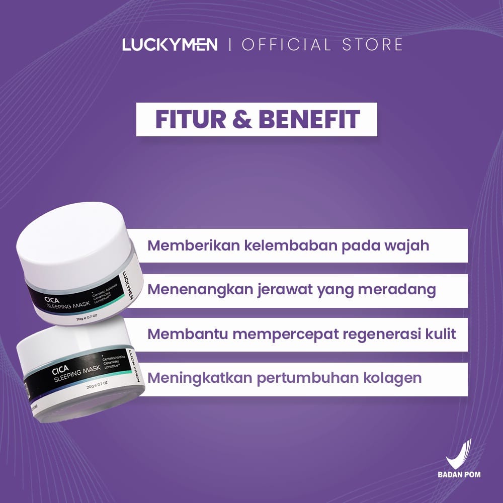 LUCKYMEN Cica Sleeping Mask (Garansi Uang Kembali Jika Produk Palsu)