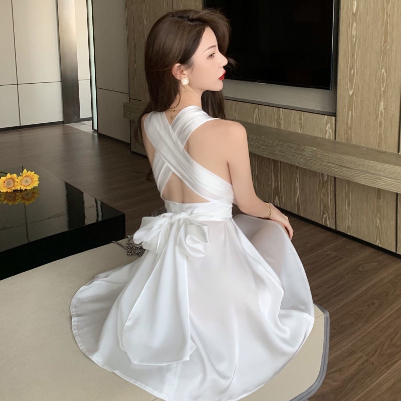 Satin Party Cocktail Mini Dress White Night 1417 (S-XL)