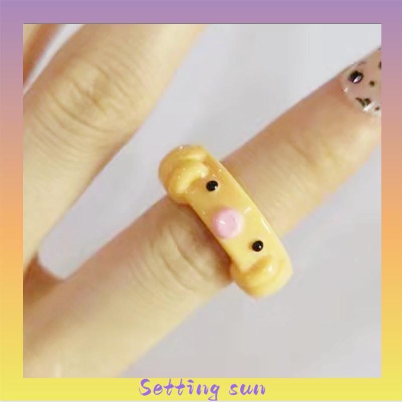 Cincin Resin Gurita Warna Permen Kartun Temperamen Sederhana Kreatif Wanita TN