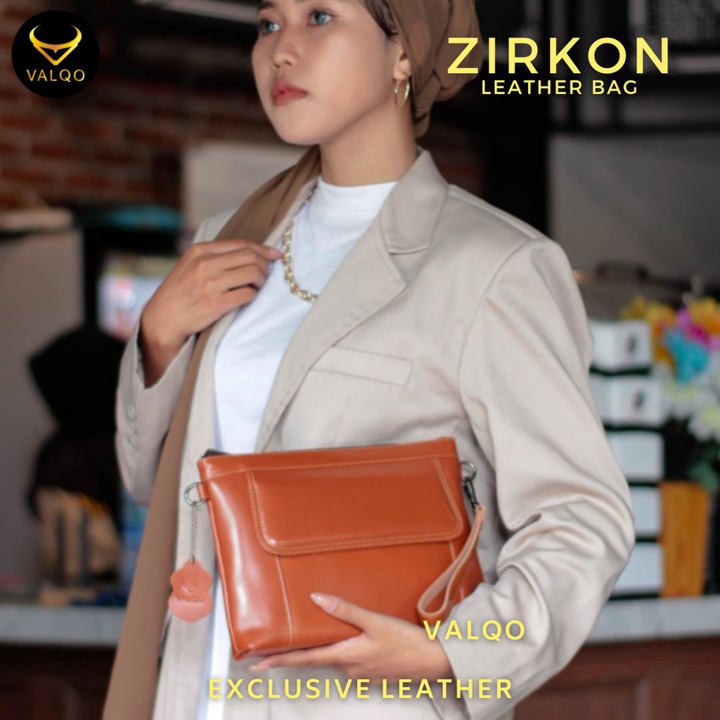 [VALQO] Tas kulit ZIRKON kulit sapi Polos Clutch Cewek Perempuan Wanita Bisa jadi tas dan pouch COD