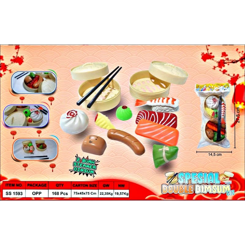 SS 1593 MAINAN ANAK EDUKASI SPESIAL DOUBLE DIMSUM MODEL BARU / MAINAN DELICIOUS FOOD MAKANAN JEPANG 