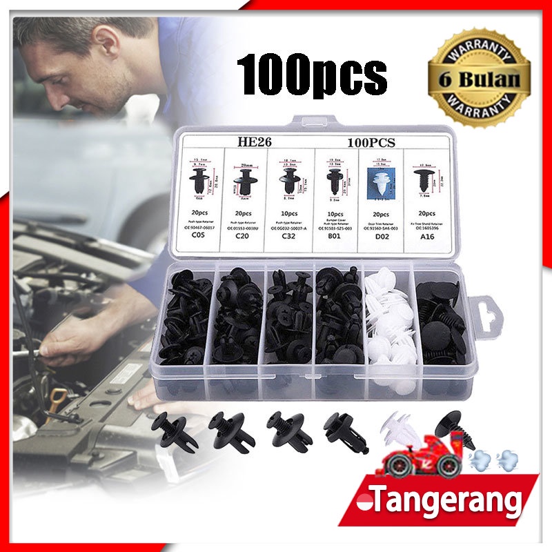 100pcs Liner Rivet Kancing Mobil Baut Rivet Mobil Klip Universal Car Push Pin Fasteners Clip Trim Kit Mobil