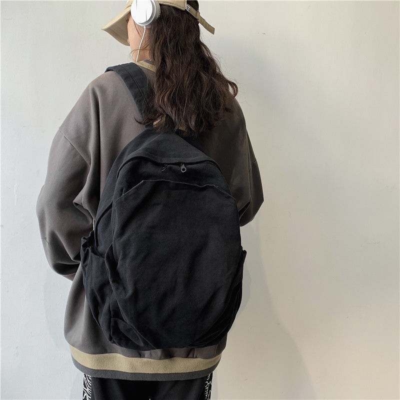 Sera Muji tas sekolah wanita versi Korea dari ransel siswa sekolah menengah pertama dengan kapasitas besar ransel kanvas retro sederhana