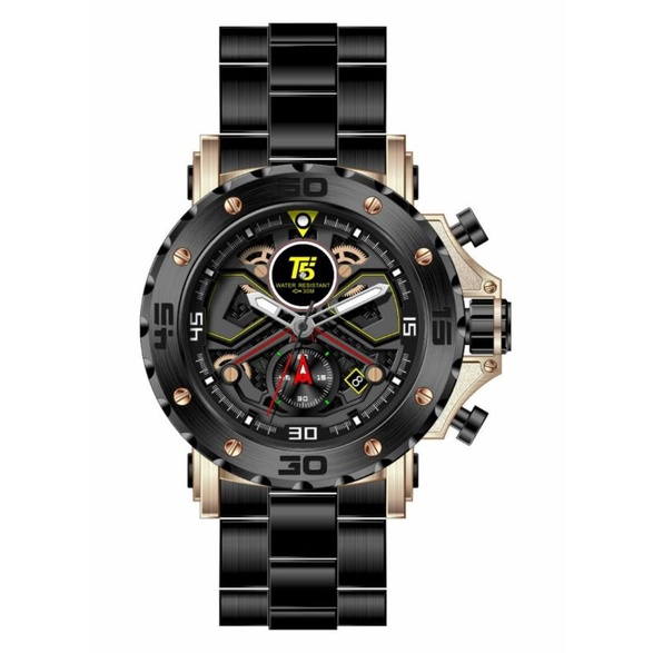 jam tangan pria T5 H3954G Rantai Black Rosegold Elegan Chrono aktif original