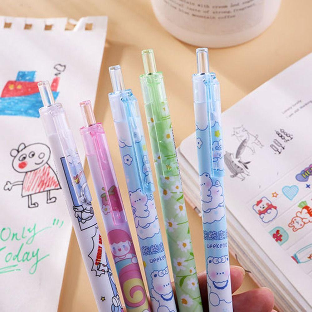 Preva 5PCS/Set Pena Gel Perlengkapan Kantor Sekolah Alat Tulis Tinta Biru Dihapus Tanda Tangan Pen