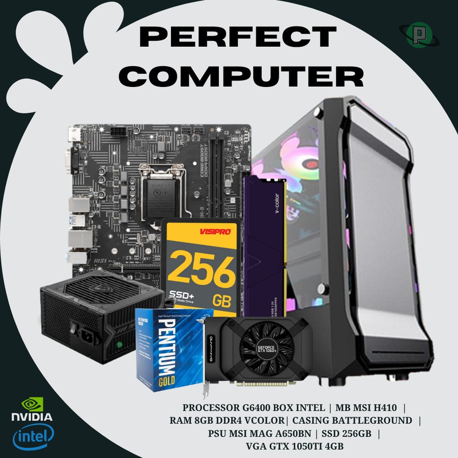 PC GAMING - INTEL G6400 , 8GB DDR4 , SSD 256GB , GTX 1050TI 4GB , H410