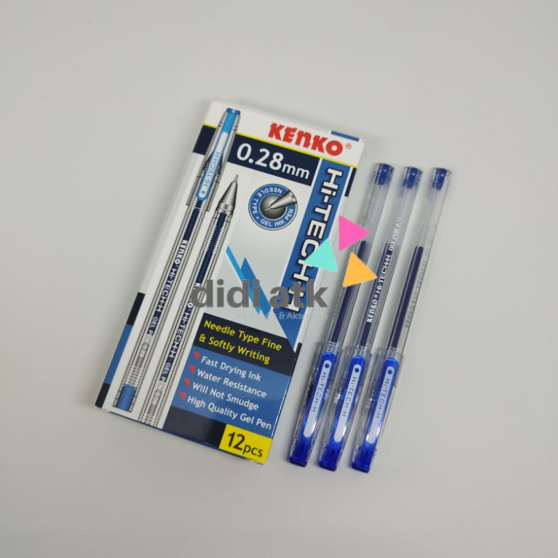 

Pulpen Gel Hitech Kenko Biru 0.28mm 1 Pak (12 Pcs)