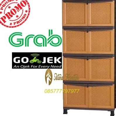 

MURAH LEMARI PAKAIAN / LEMARI PLASTIK RAK PLASTIK MOTIF ANYAMAN ROTAN stock ready