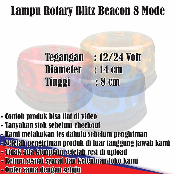 Lampu Rotary Blitz Beacon 8 Mode