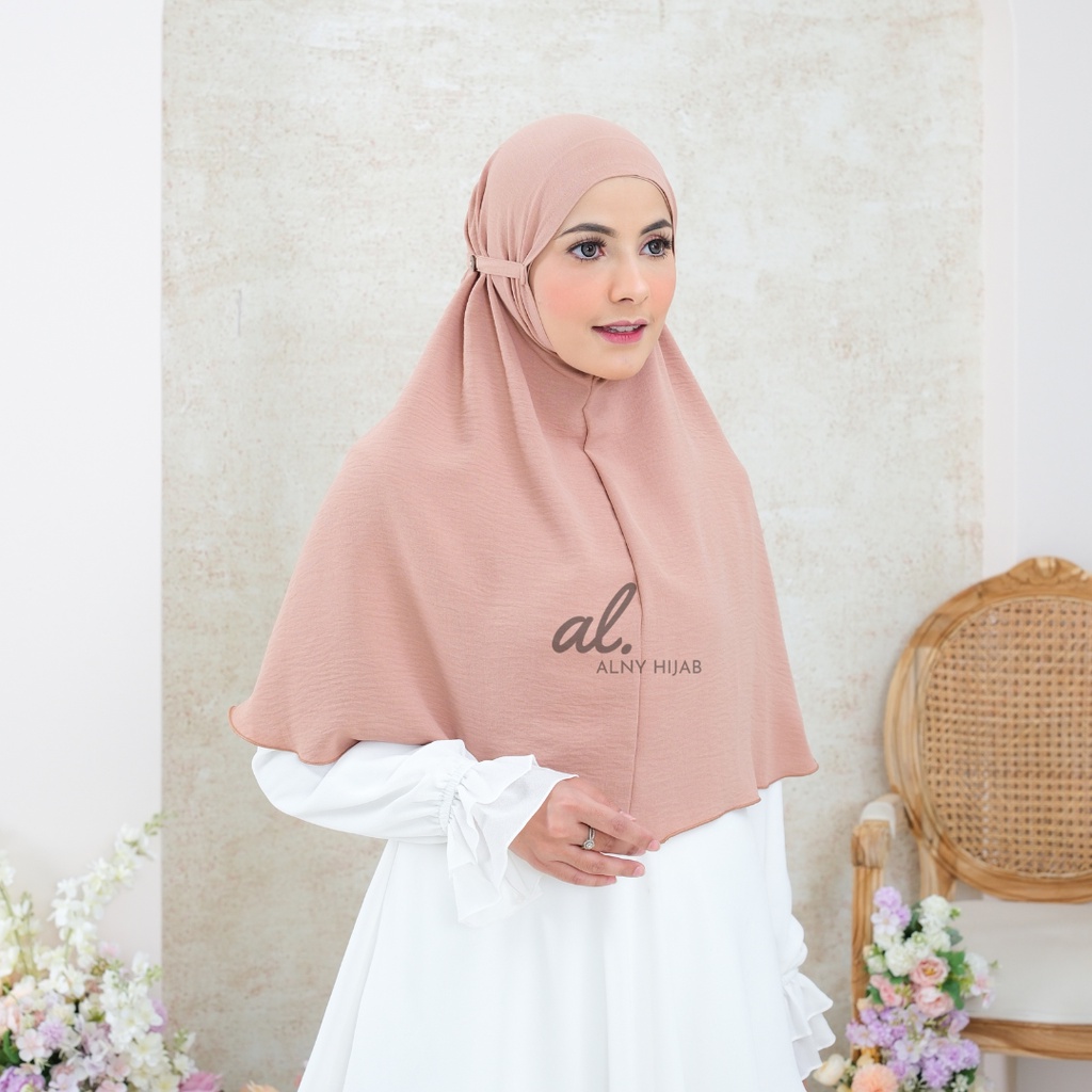 Bergo Crinkle Konektor Airflow Maryam Tali Kancing Masker Hijab instant khimar ironless Kerudung crinkle Jilbab simpel 2in1