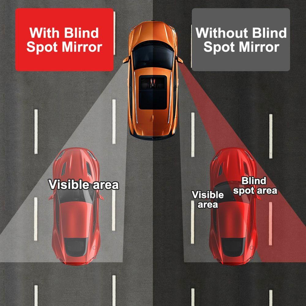 Top 2PCS Cermin Blind Spot Untuk Parkir Spion Sudut Lebar Aksesoris Motor Mobil Rotasi 360derajat