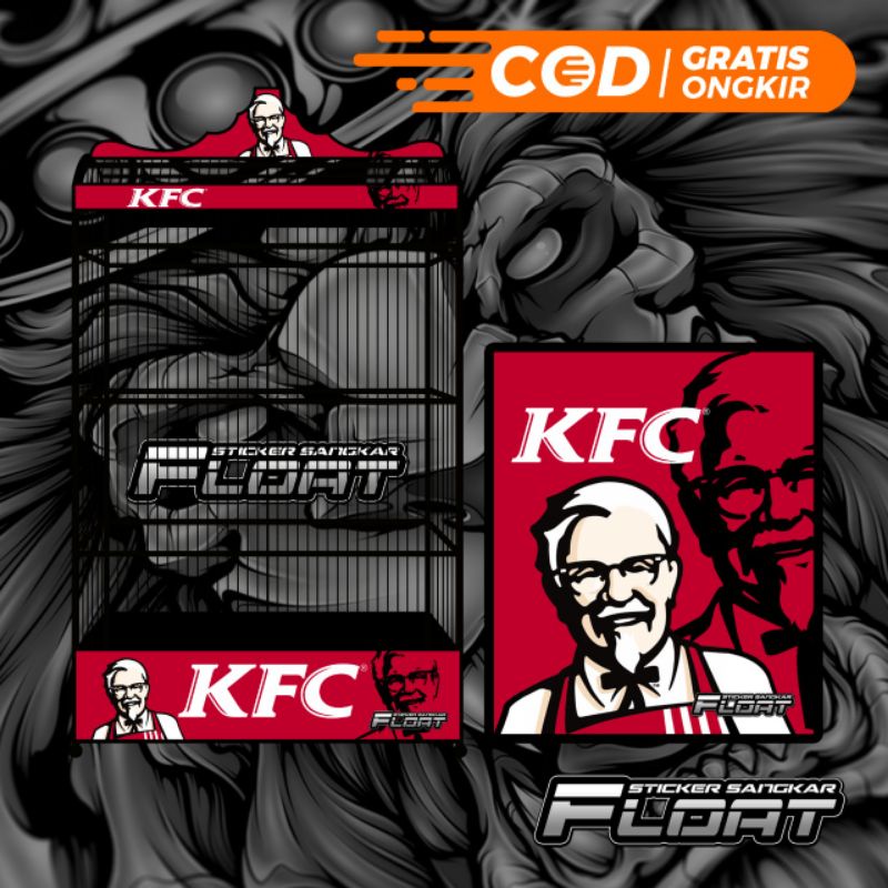 STIKER DECAL SANGKAR KANDANG KOTAK REPLIKA KOSAN MOTIF KFC