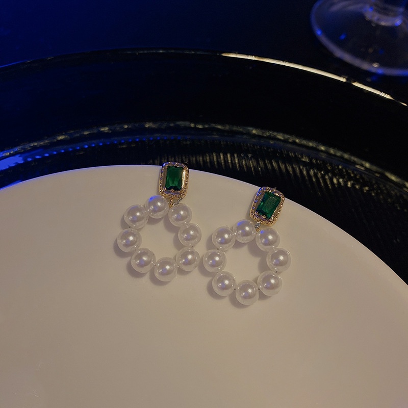 Anting Tusuk Retro Gaya Perancis Desain Geometri Hias Mutiarazircon Untuk Wanita
