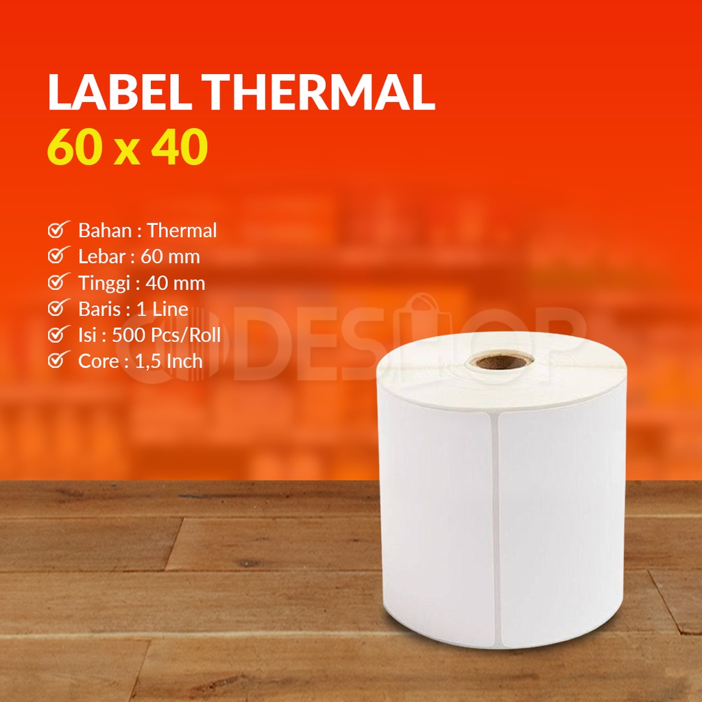 LABEL THERMAL 60 x 40 | 1 LINE (500 PCS)