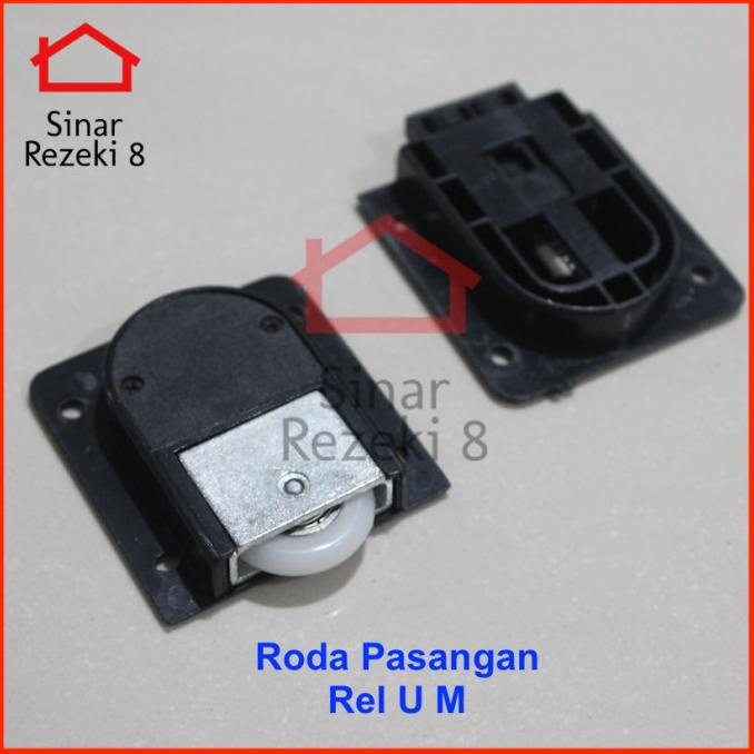 

Roda Pintu Lemari Geser Sliding Plastik Hitam Pasangan Rel U M SD 3141 stock ready